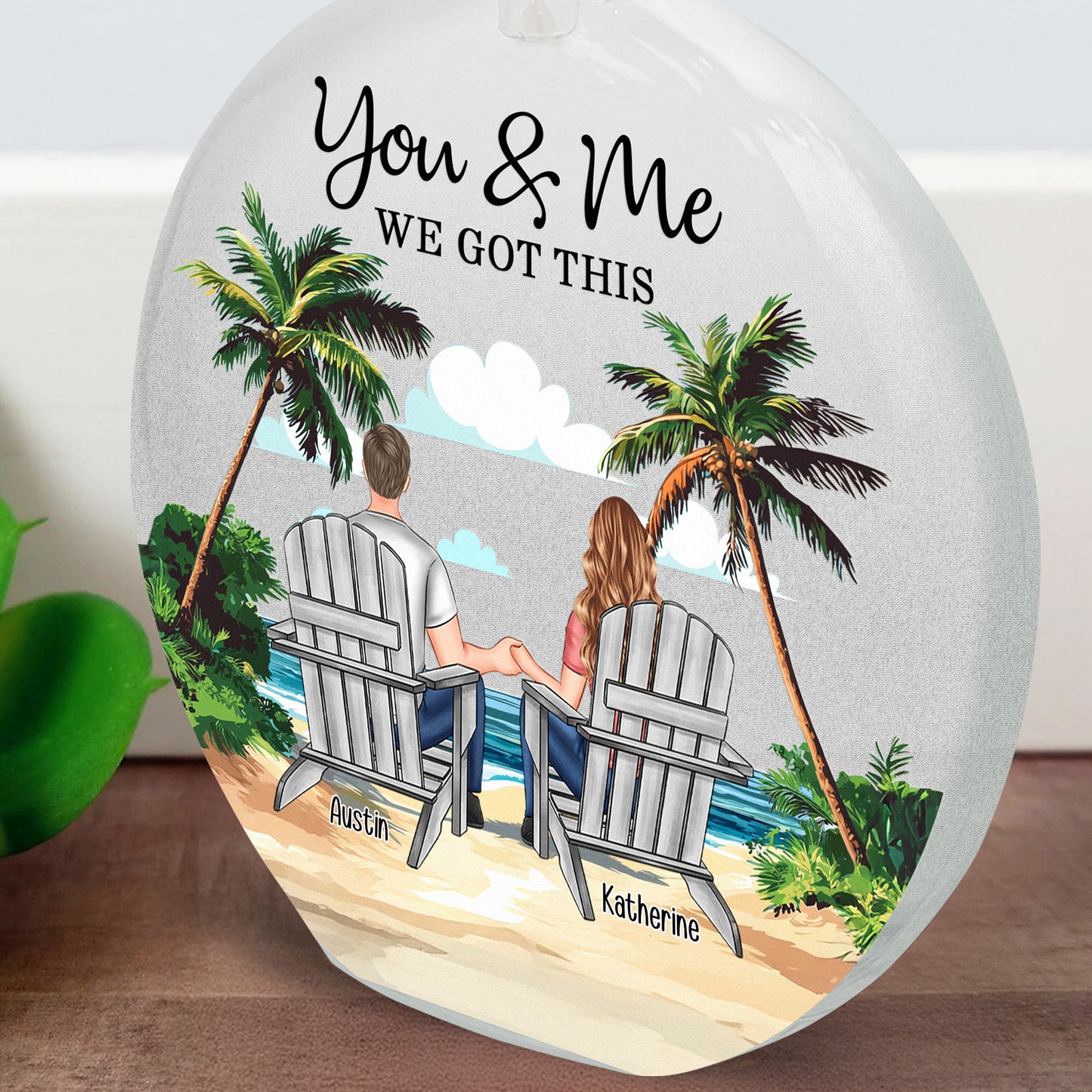 You & Me We Got This - Personalized Round Flat Bottle Light