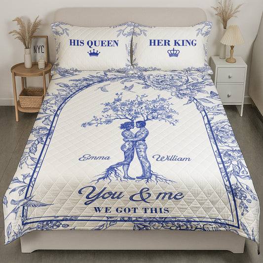 You & Me We Got This Toile De Jouy Art - Custom Quilt Set