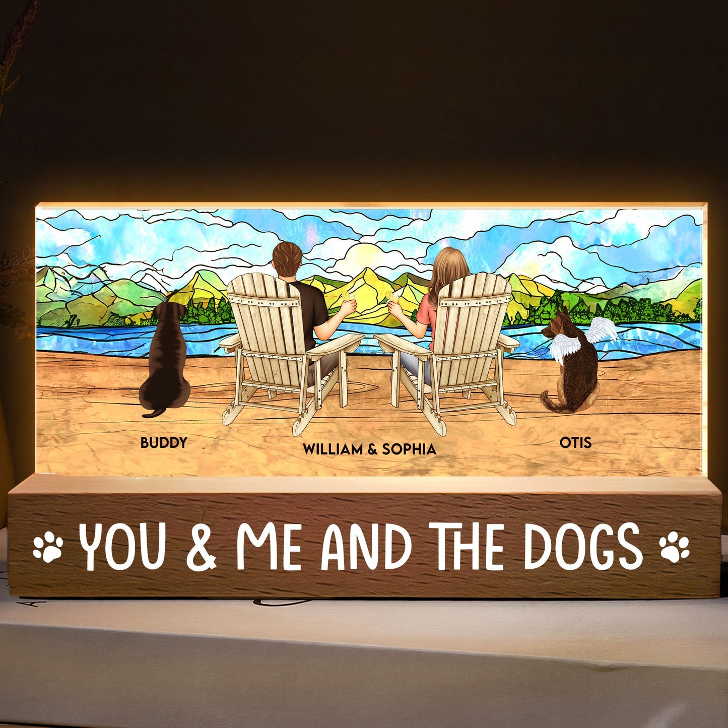 You, Me And The Dogs - Personalized LED Night Light