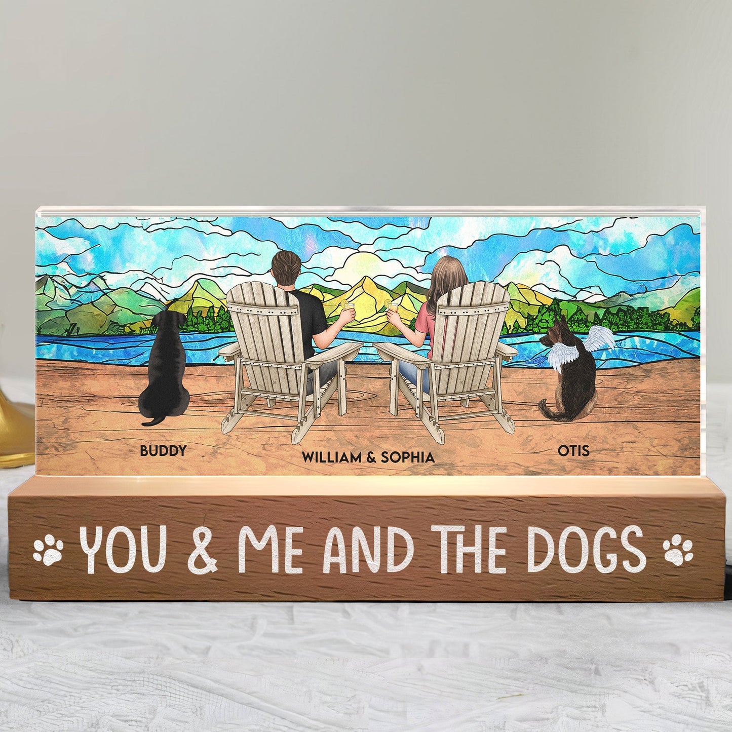 You, Me And The Dogs - Personalized LED Night Light