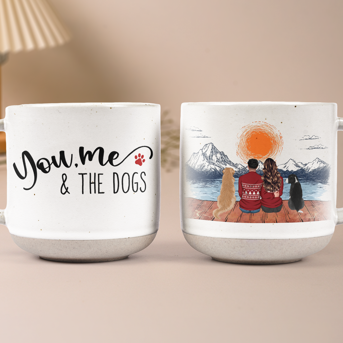 You, Me & The Pets Dogs Cats - Personalized Pottery Mug