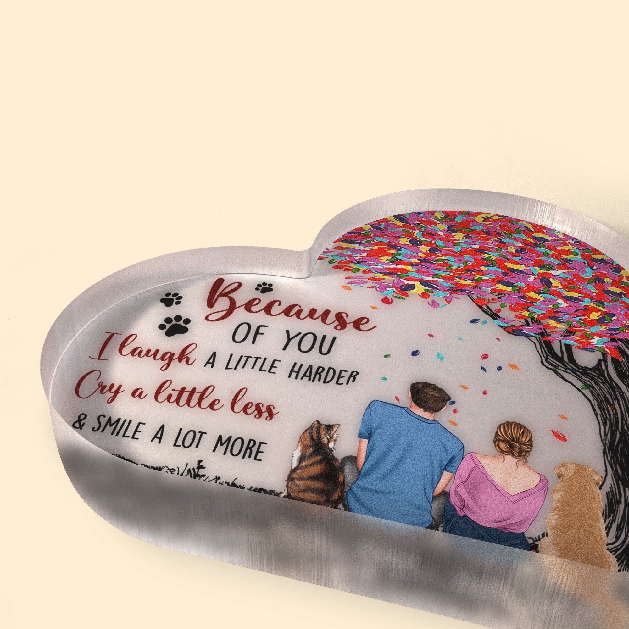 You, Me, And The Dogs, Cats, Pets - Personalized Heart-Shaped Acrylic Plaque
