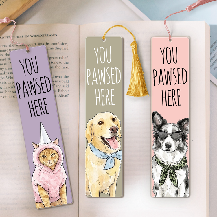 You-Pawsed-Here-Custom-Pet-Photo-Watercolor-Gifts-For-Book-Lovers-Pet-Lovers-Personalized-Bookmark