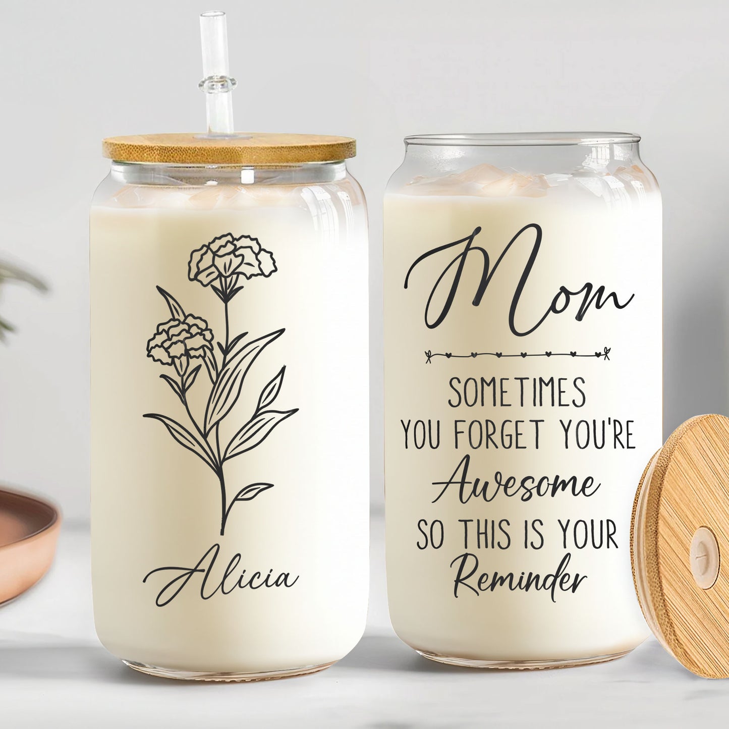 You're Awesome This Is Your Reminder Gift For Mom - Personalized Clear Glass Cup