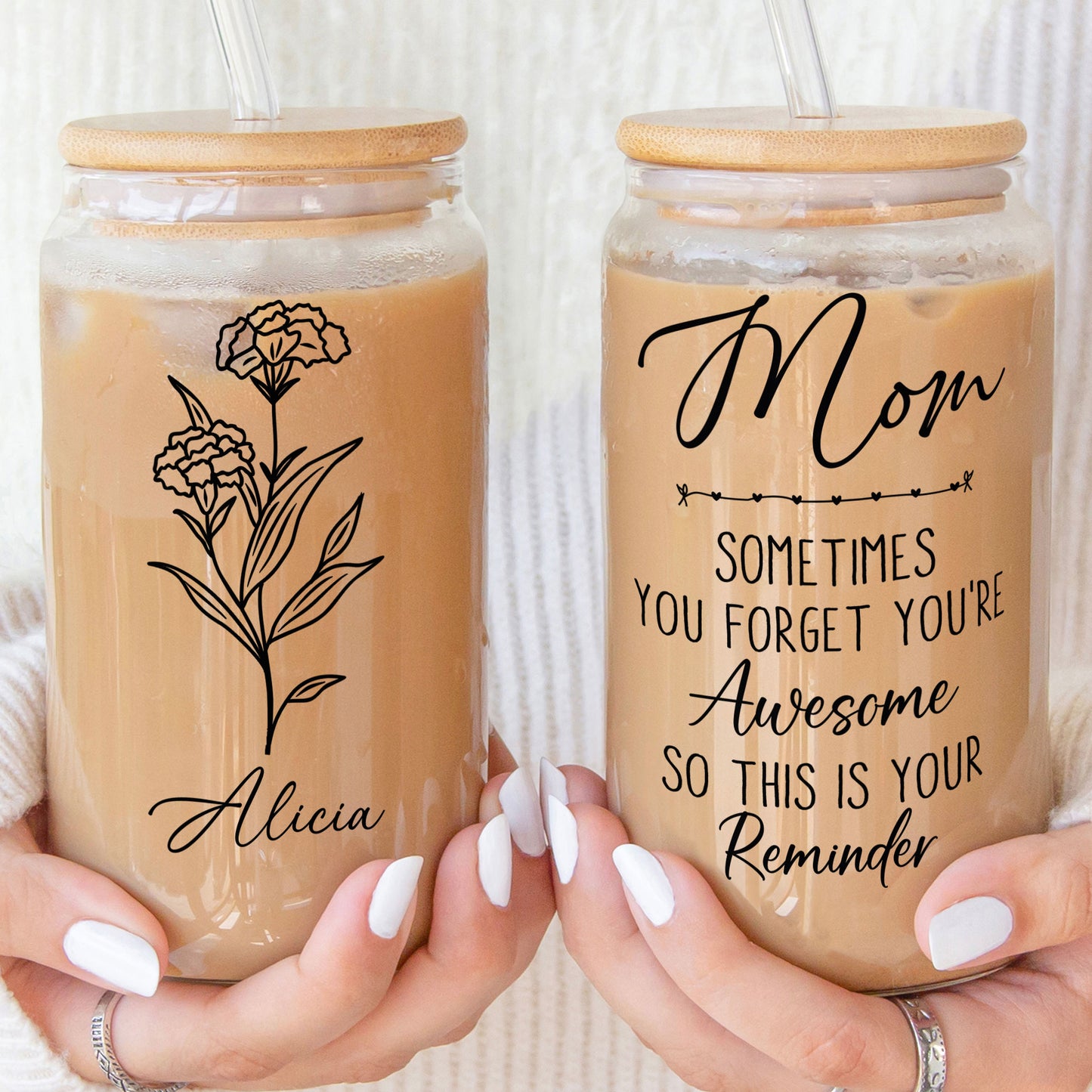 You're Awesome This Is Your Reminder Gift For Mom - Personalized Clear Glass Cup