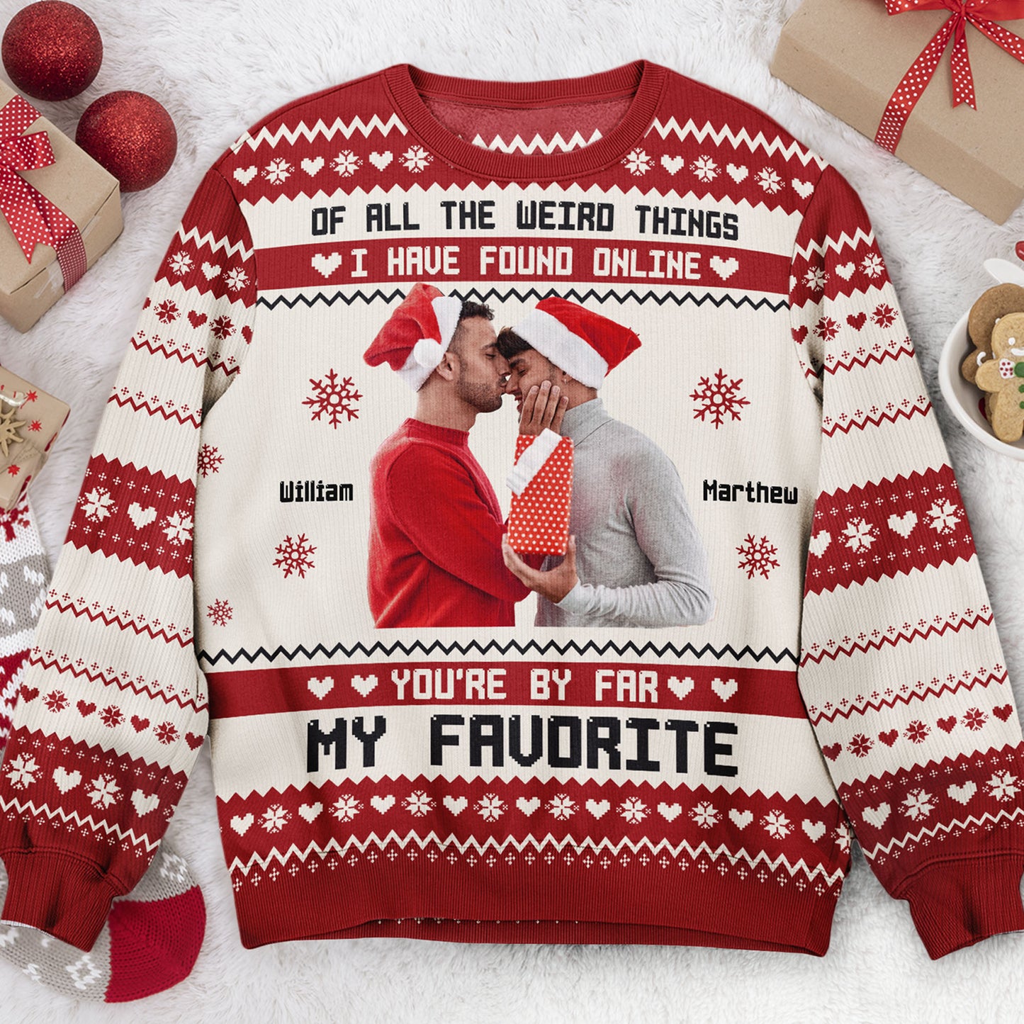 You're By Far My Favorite I Found Online  - Personalized Photo Ugly Sweater