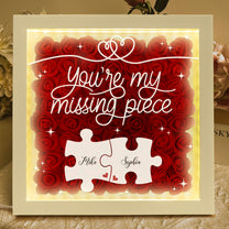 You're My Missing Piece - Personalized Flower Shadow Box With LED Light