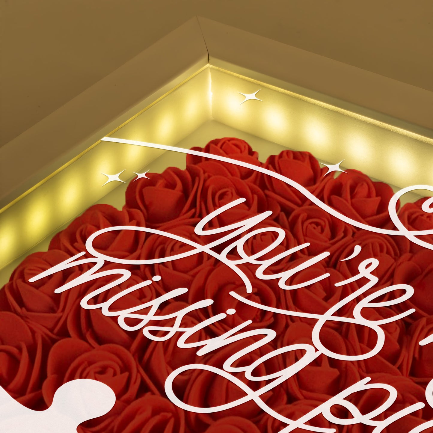 You're My Missing Piece - Personalized Flower Shadow Box With LED Light