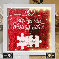 You're My Missing Piece - Personalized Flower Shadow Box With LED Light