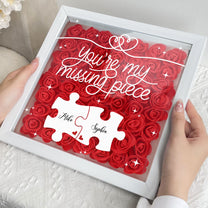 You're My Missing Piece - Personalized Flower Shadow Box With LED Light