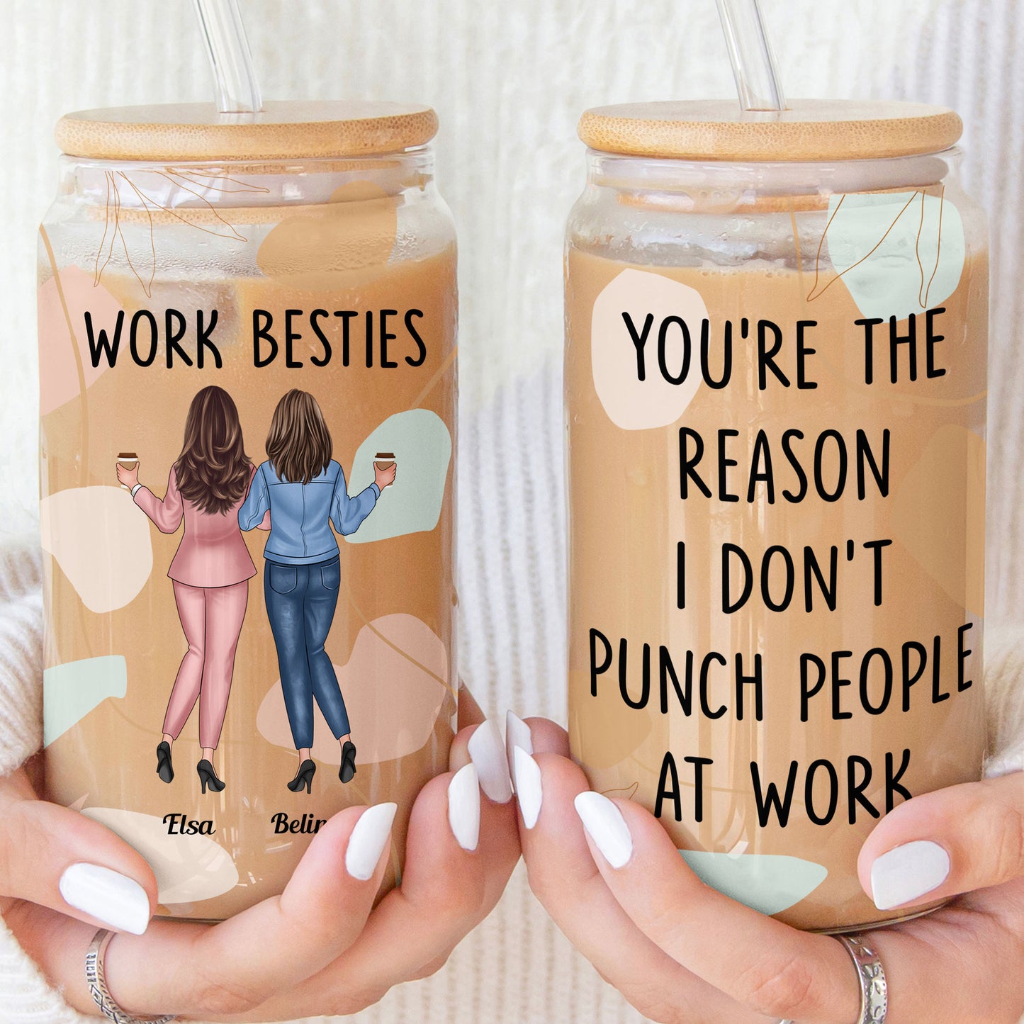 You're The Reason I Don't Punch People At Work - Personalized Clear Glass Cup