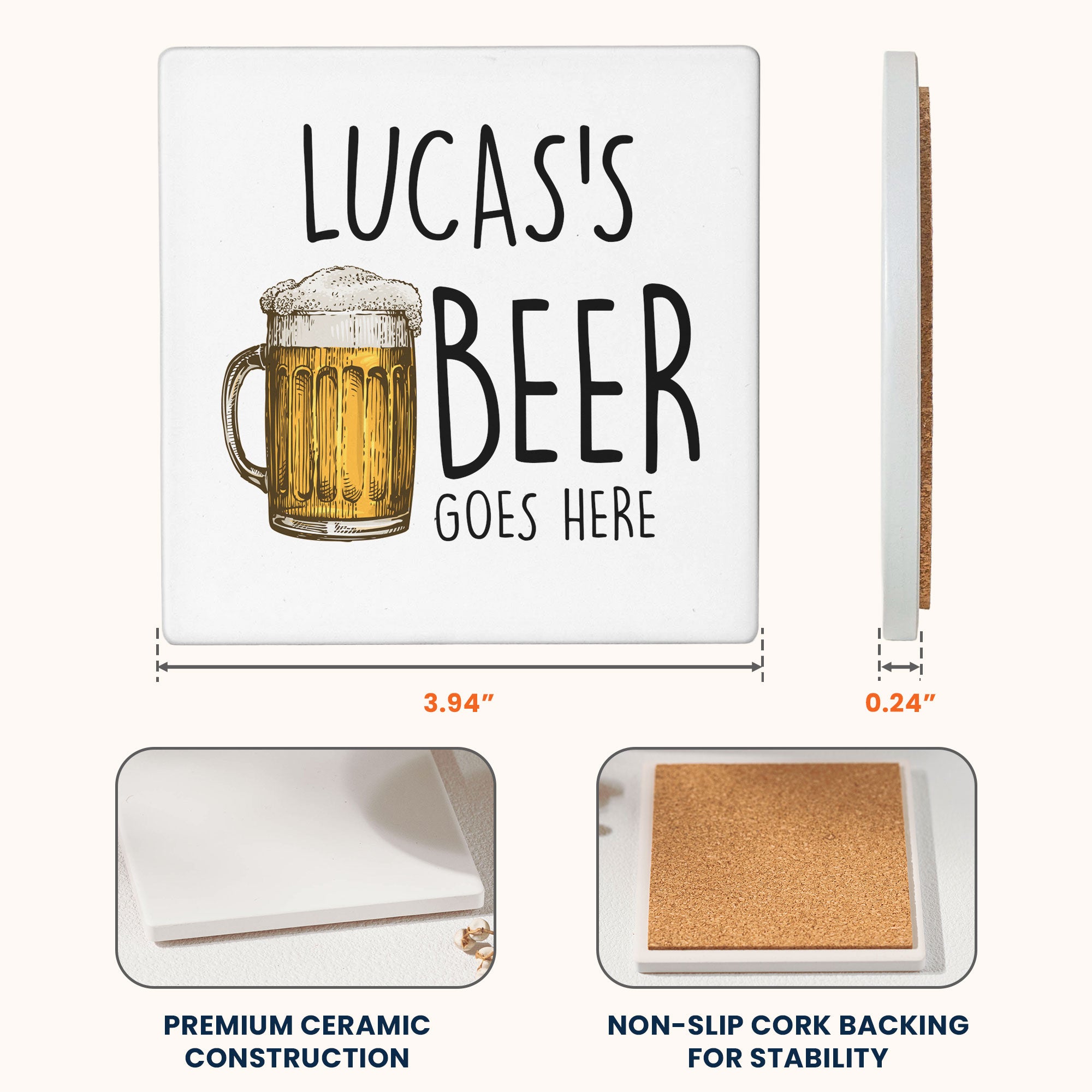 Your Drink Here - Personalized Ceramic Coaster