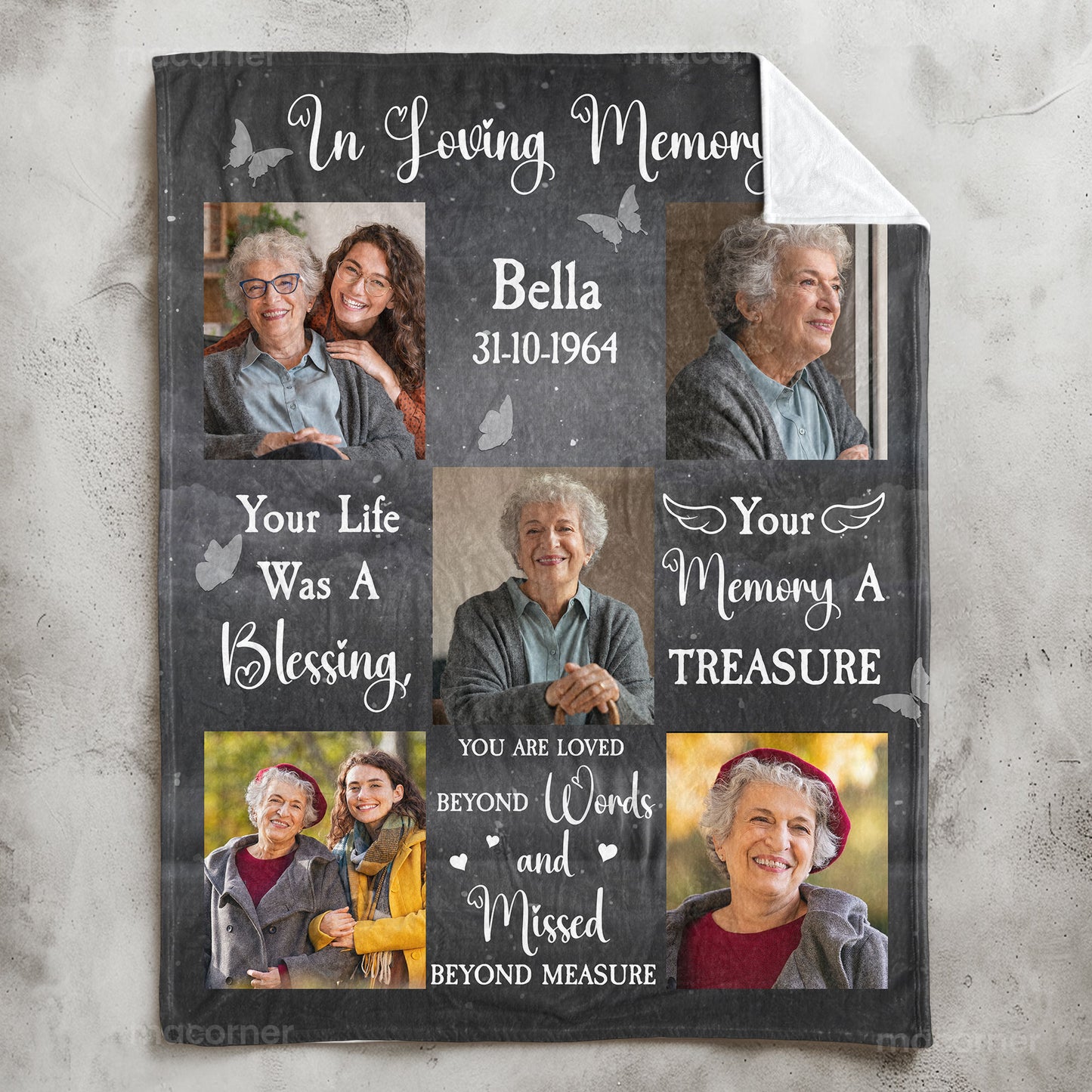 Your Life Was A Blessing In Loving Memory Of Loved Ones - Personalized Photo Blanket