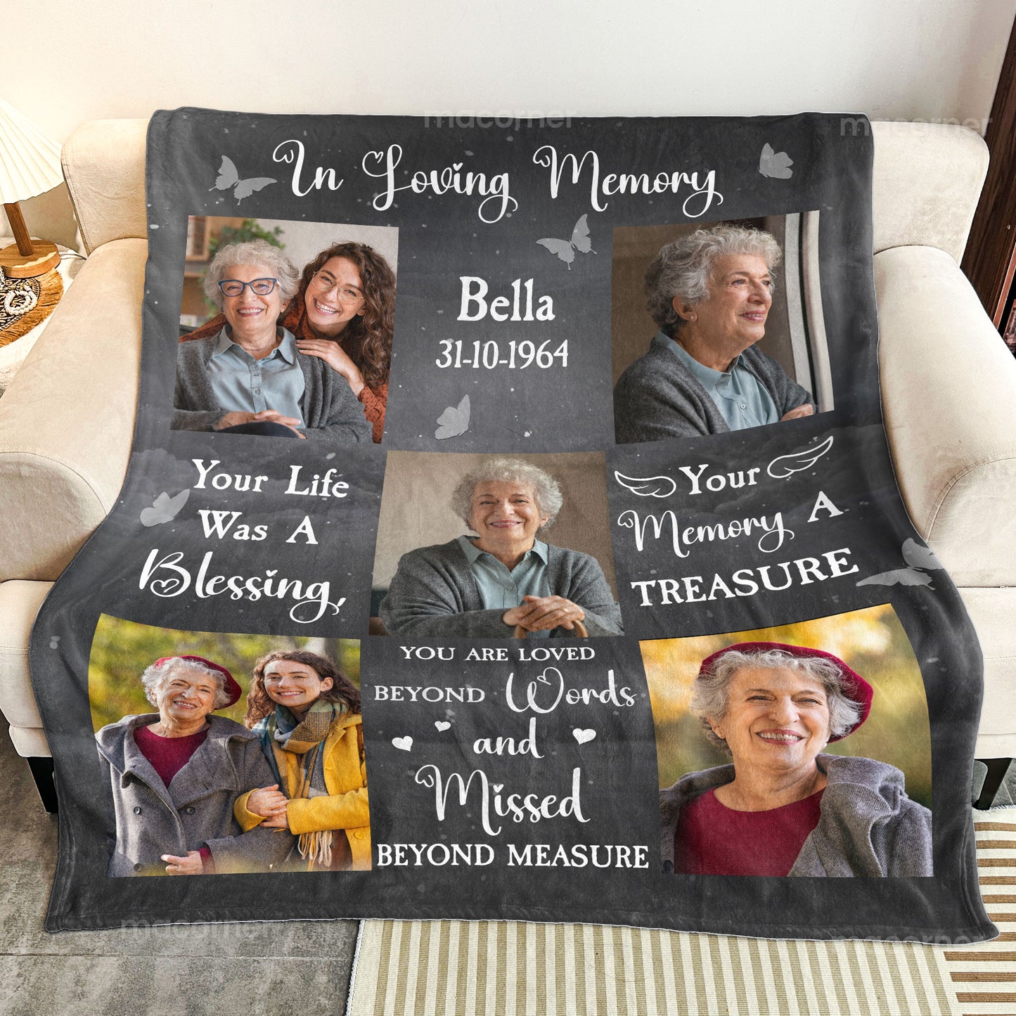 Your Life Was A Blessing In Loving Memory Of Loved Ones - Personalized Photo Blanket