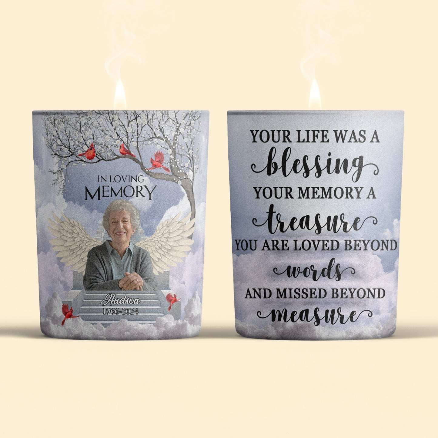 Your Life Was A Blessing - Personalized Photo Candle