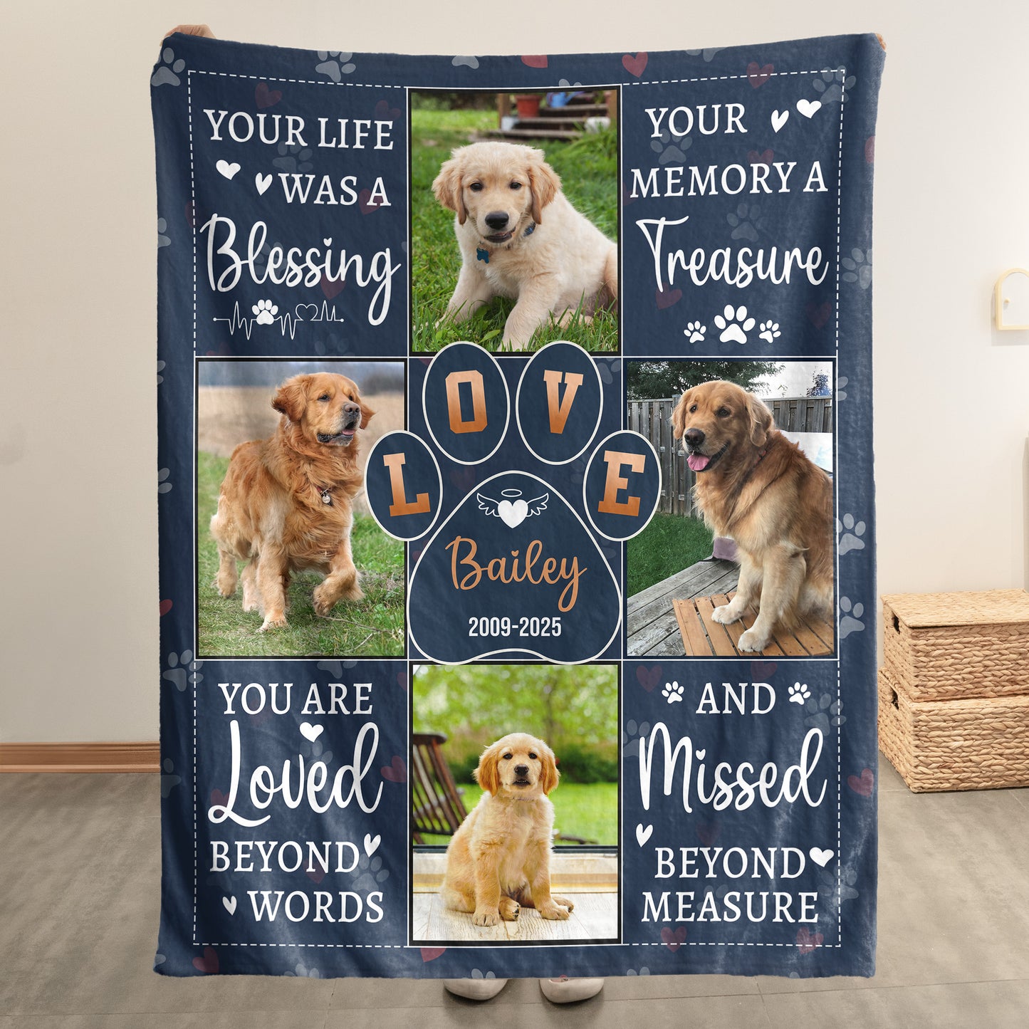 Your Life Was A Blessing Pet Loss - Personalized Photo Blanket