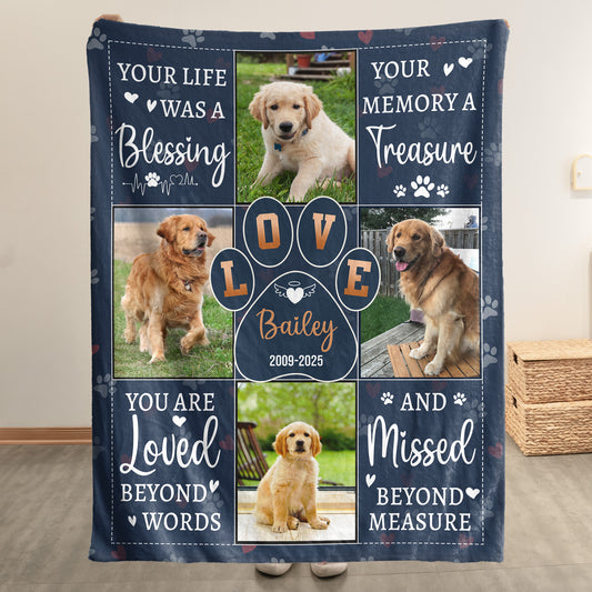 Your Life Was A Blessing Pet Loss - Personalized Photo Blanket