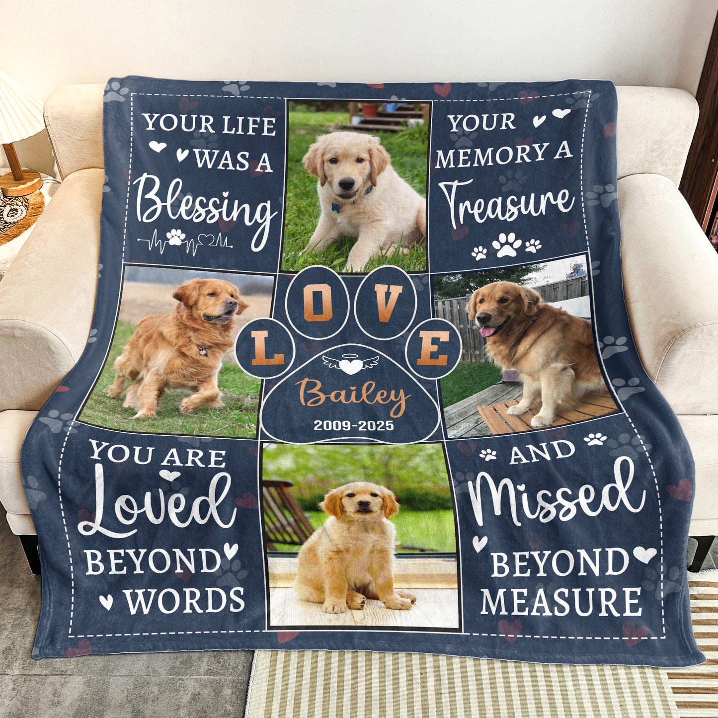 Your Life Was A Blessing Pet Loss - Personalized Photo Blanket