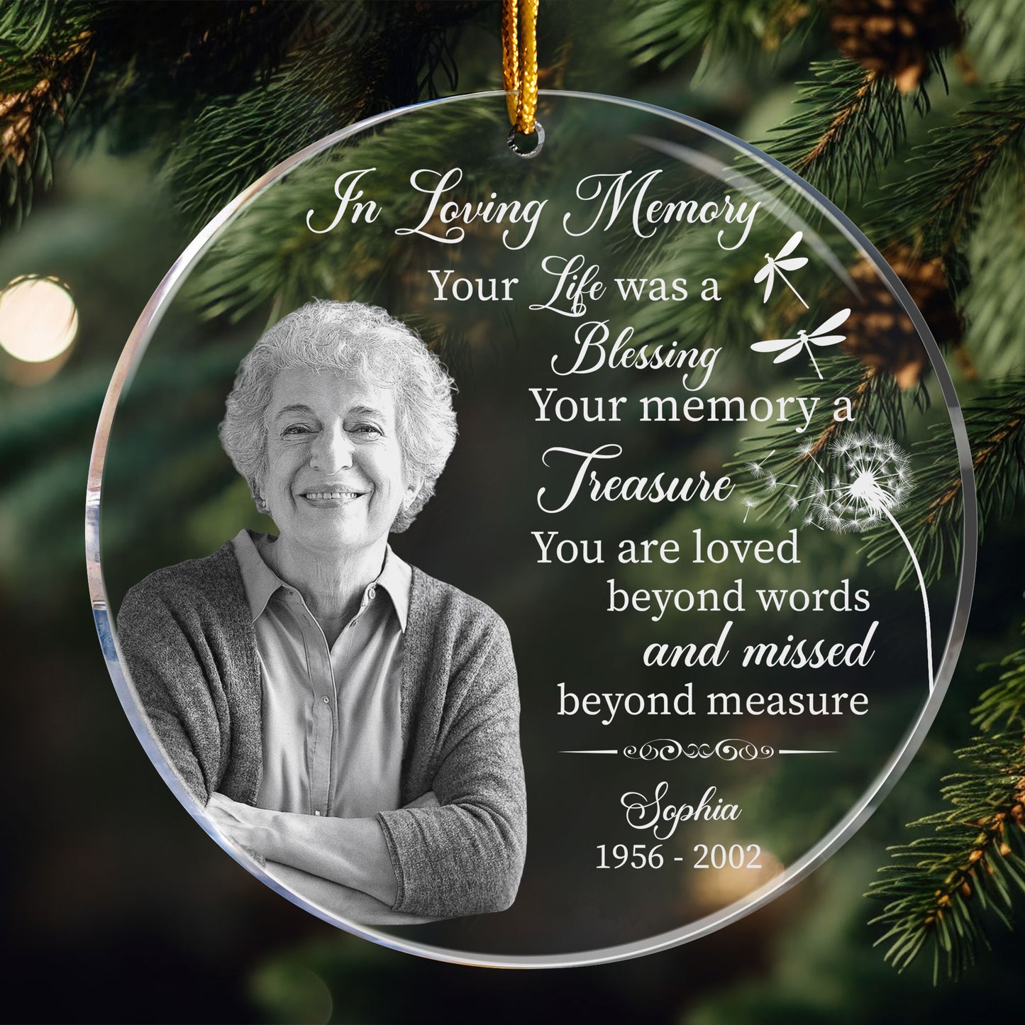 Your Life Was A Blessing Your Memory A Treasure - Personalized Acrylic Photo Ornament