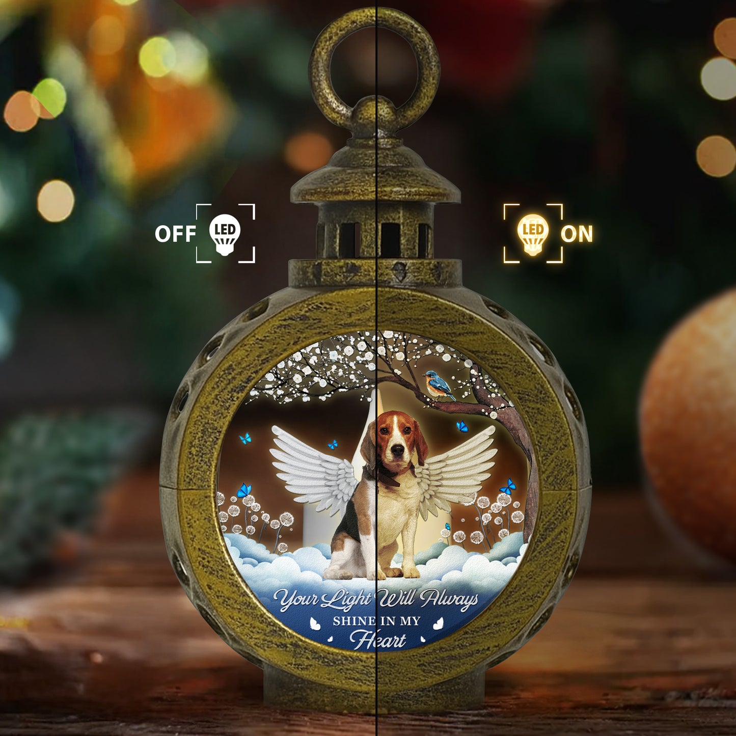 Your Light Will Always Shine In My Heart Memorial Pet - Personalized Photo Lantern Night Light