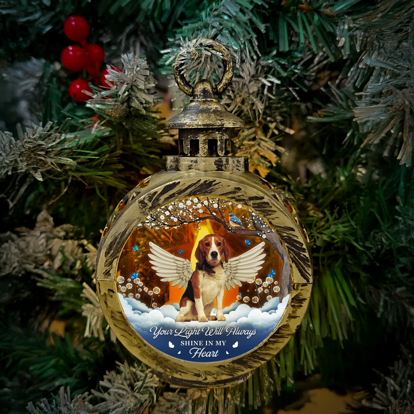 Your Light Will Always Shine In My Heart Memorial Pet - Personalized Photo Lantern Night Light