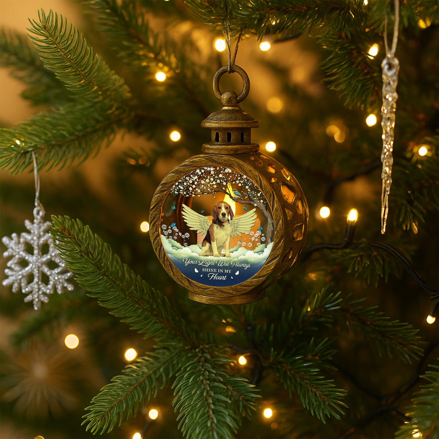 Your Light Will Always Shine In My Heart Memorial Pet - Personalized Photo Lantern Night Light