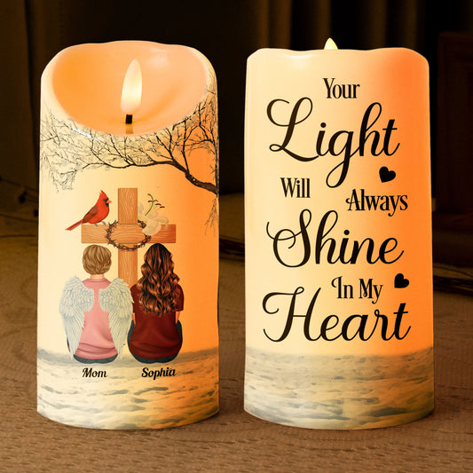 Your Light Will Always Shine In My Heart - Personalized LED Candle