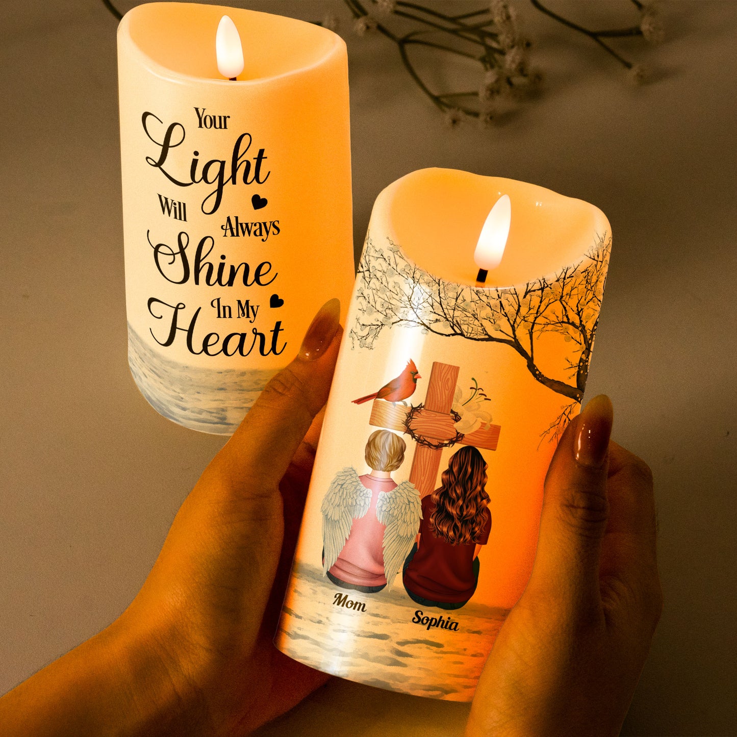 Your Light Will Always Shine In My Heart - Personalized LED Candle