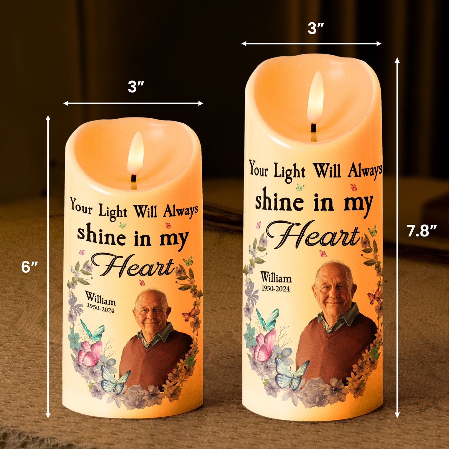 Your Light Will Always Shine In My Heart - Personalized Photo LED Candle