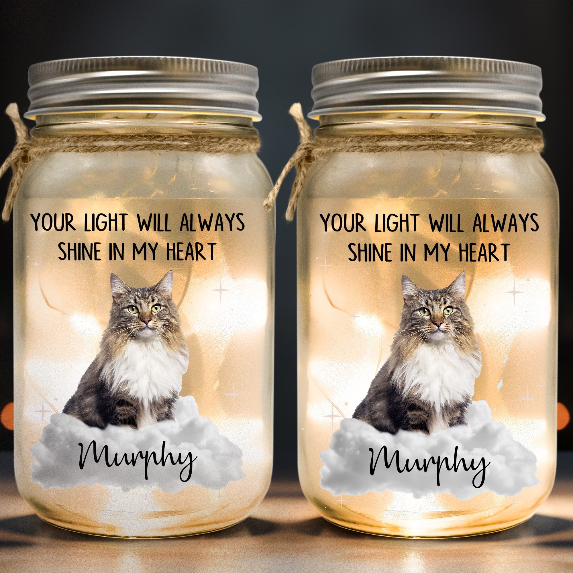 Your Light Will Always Shine In My Heart - Personalized Photo Mason Jar ...
