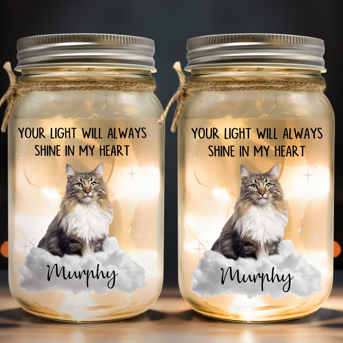 Your Light Will Always Shine In My Heart - Personalized Photo Mason Jar Light