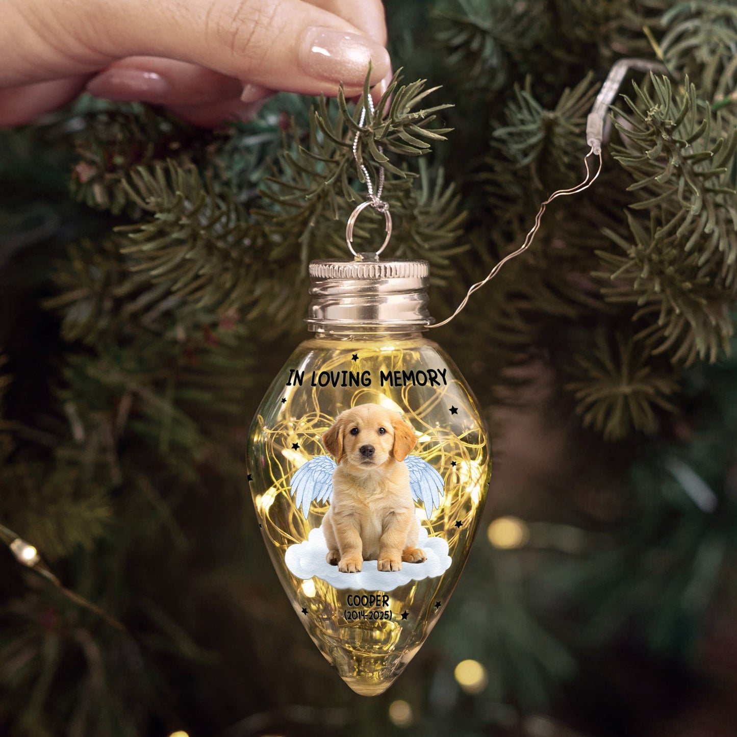 Your Light Will Always Shine In My Heart Pet Memorial - Personalized Photo LED Christmas Light