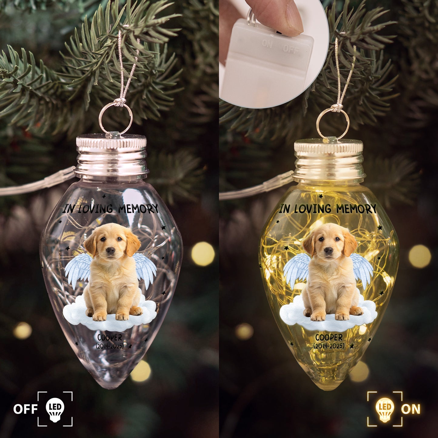 Your Light Will Always Shine In My Heart Pet Memorial - Personalized Photo LED Christmas Light
