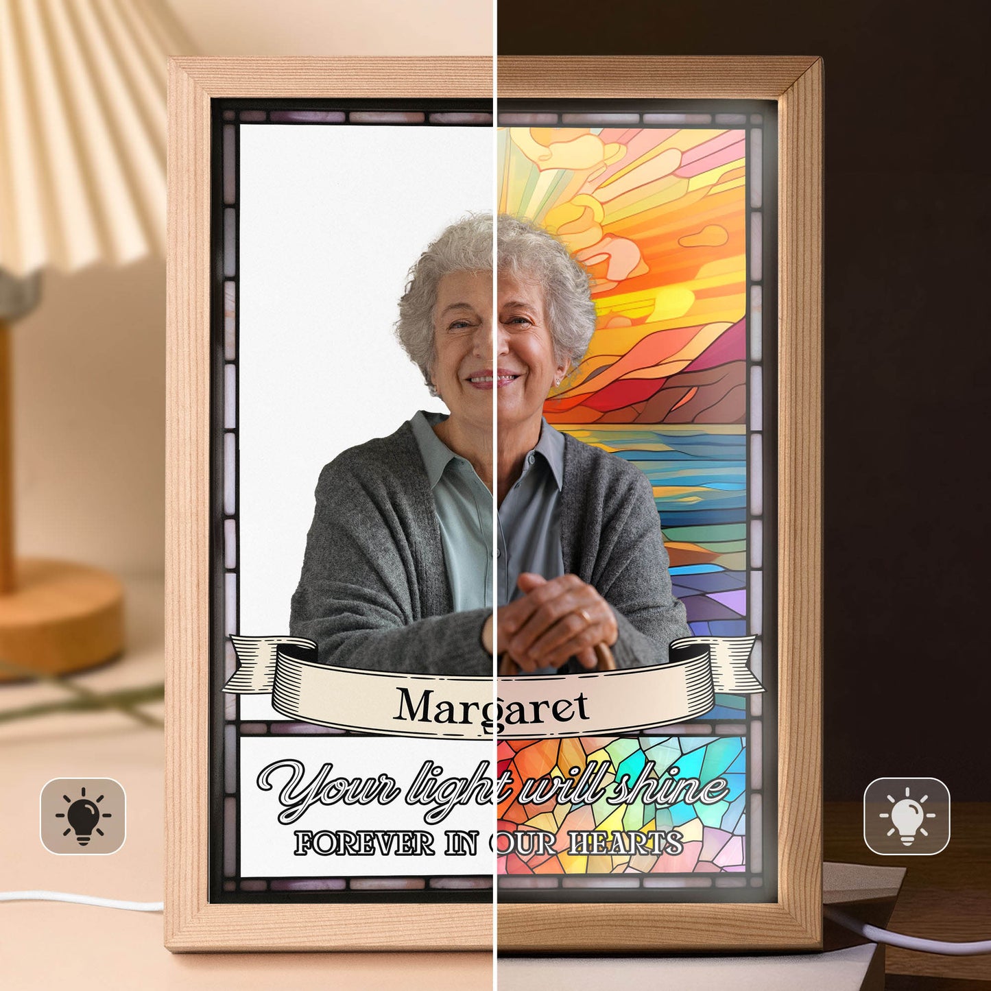 Your Light Will Shine Forever In Our Heart - Personalized Light Up Photo Frame