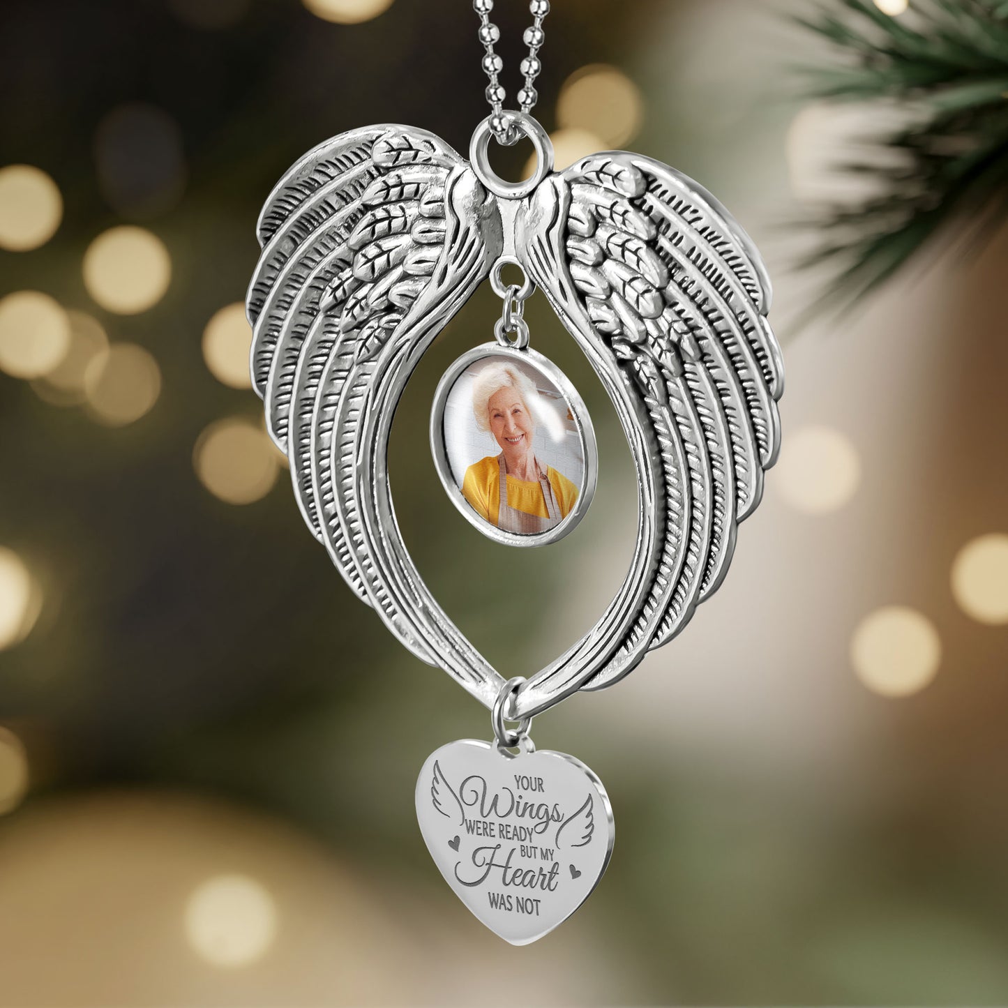 Your Wings Were Ready But My Heart Was Not - Custom Angel Wings Photo Ornament