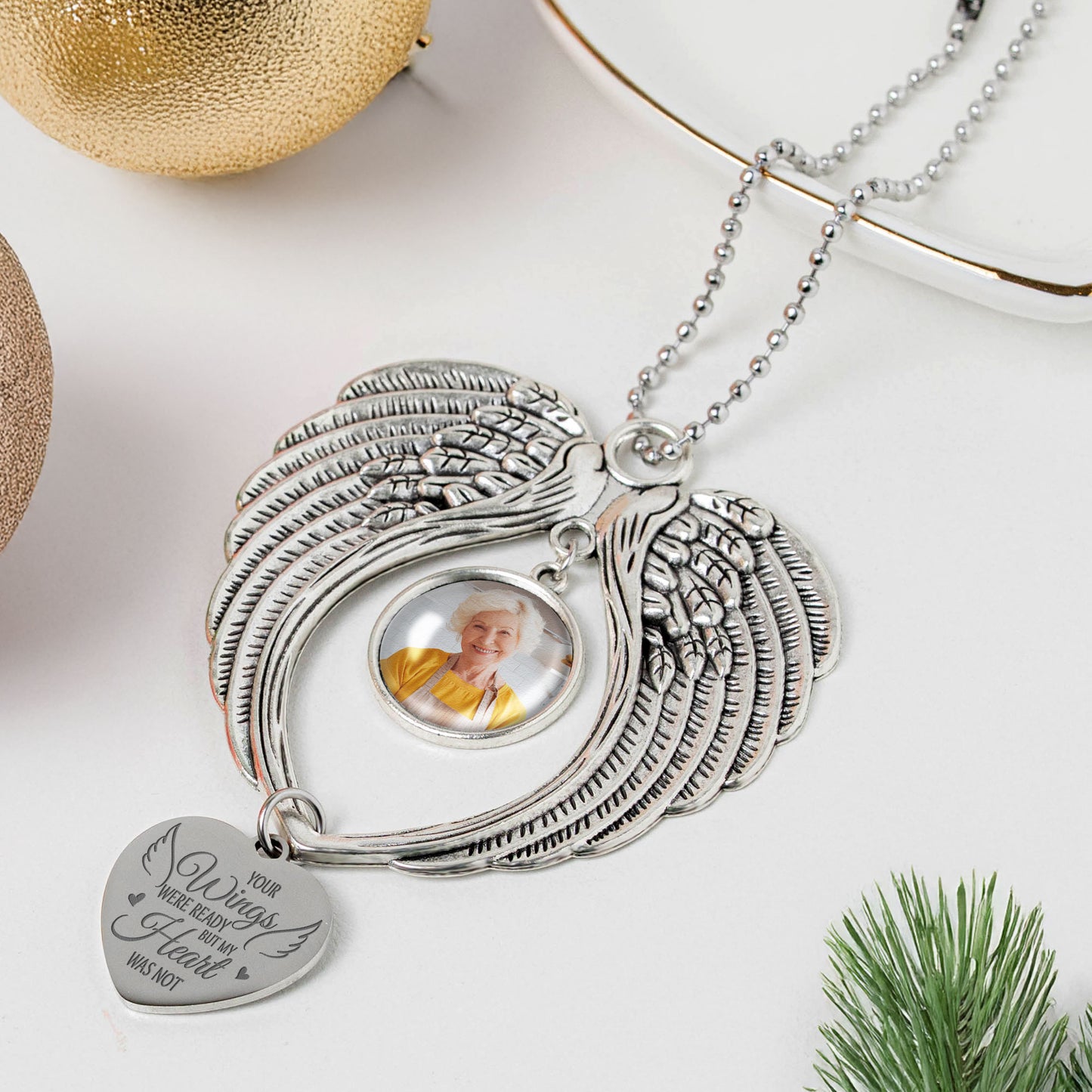 Your Wings Were Ready But My Heart Was Not - Custom Angel Wings Photo Ornament