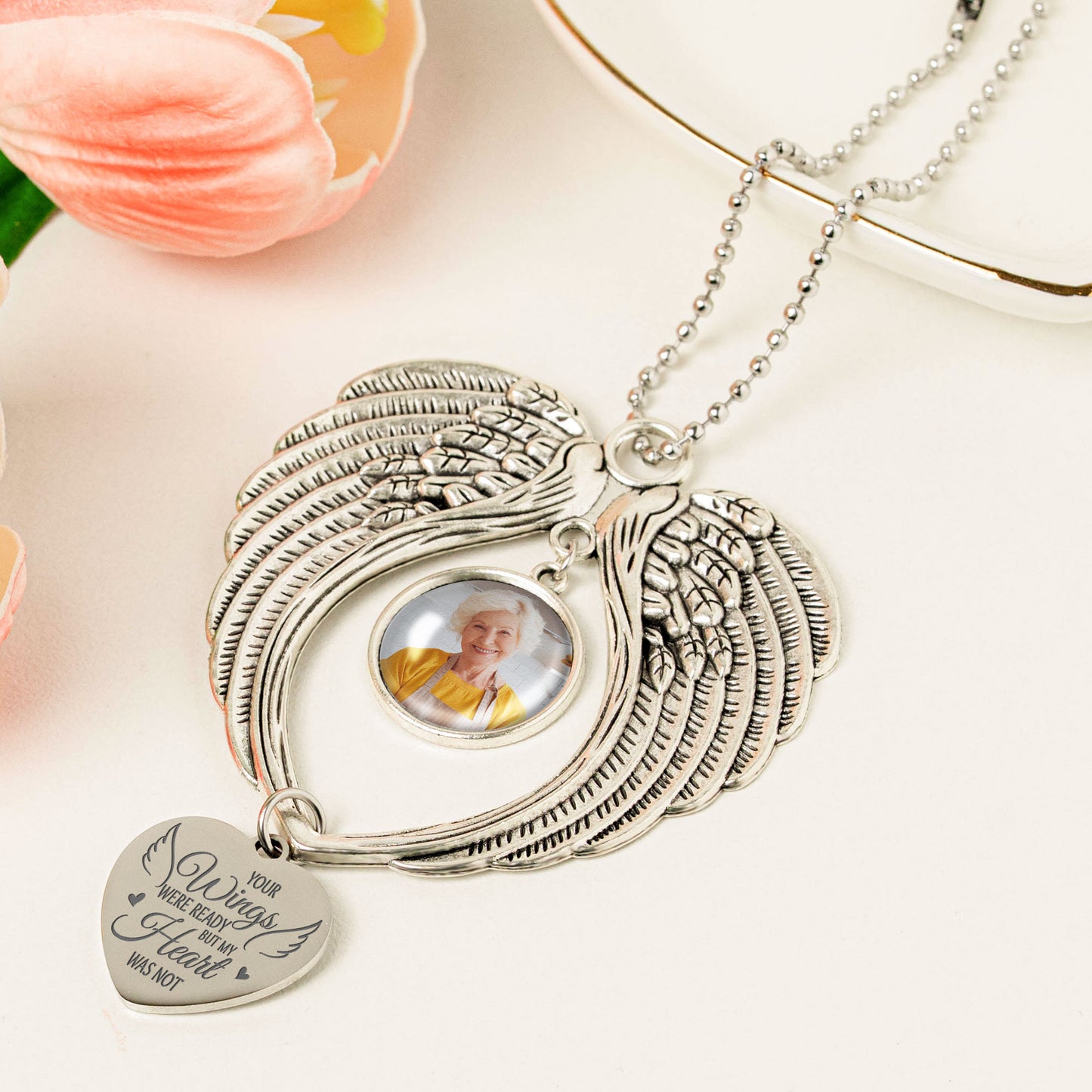 Your Wings Were Ready But My Heart Was Not - Custom Angel Wings Photo Ornament