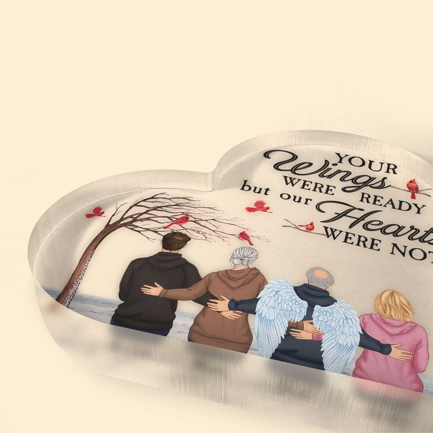 Your Wings Were Ready But Our Hearts Were Not - Personalized Heart-Shaped Acrylic Plaque