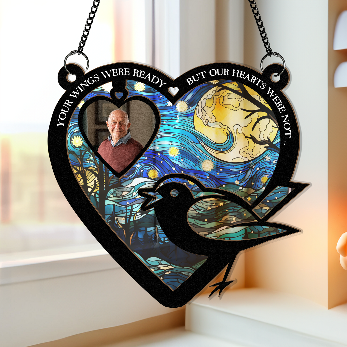 Your Wings Were Ready - Personalized Window Hanging Suncatcher Photo Ornament