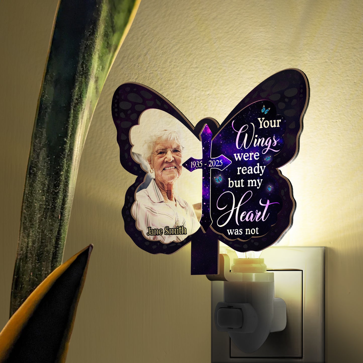 Your Wings Were Ready - Personalized Wood And Acrylic Night Light