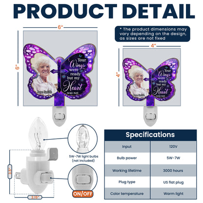 Your Wings Were Ready - Personalized Wood And Acrylic Night Light