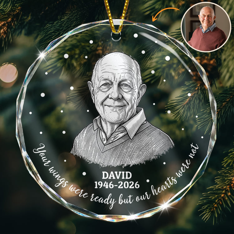 Your-Wings-Were-Ready-But-Our-Hearts-Were-Not-Photo-Sketch-Line-Art-Personalized-Ornament-1