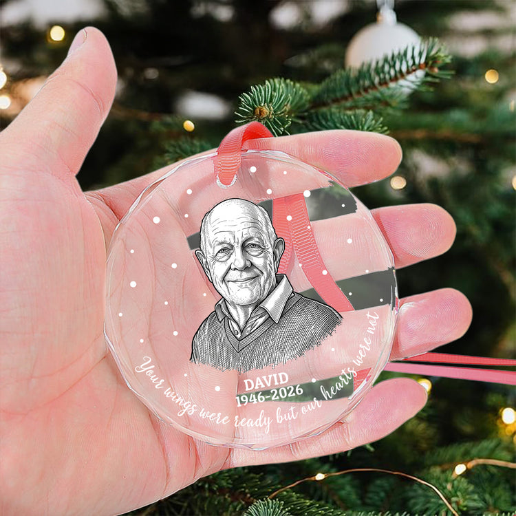 Your-Wings-Were-Ready-But-Our-Hearts-Were-Not-Photo-Sketch-Line-Art-Personalized-Ornament-4
