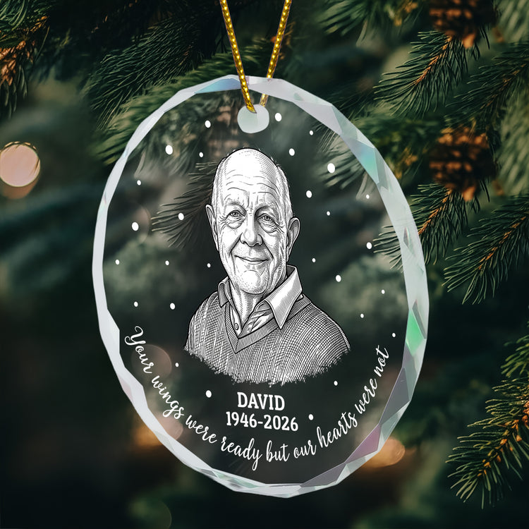Your-Wings-Were-Ready-But-Our-Hearts-Were-Not-Photo-Sketch-Line-Art-Personalized-Ornament-5