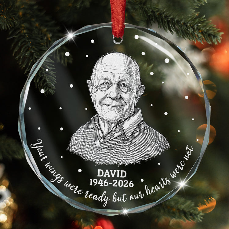 Your-Wings-Were-Ready-But-Our-Hearts-Were-Not-Photo-Sketch-Line-Art-Personalized-Ornament-6