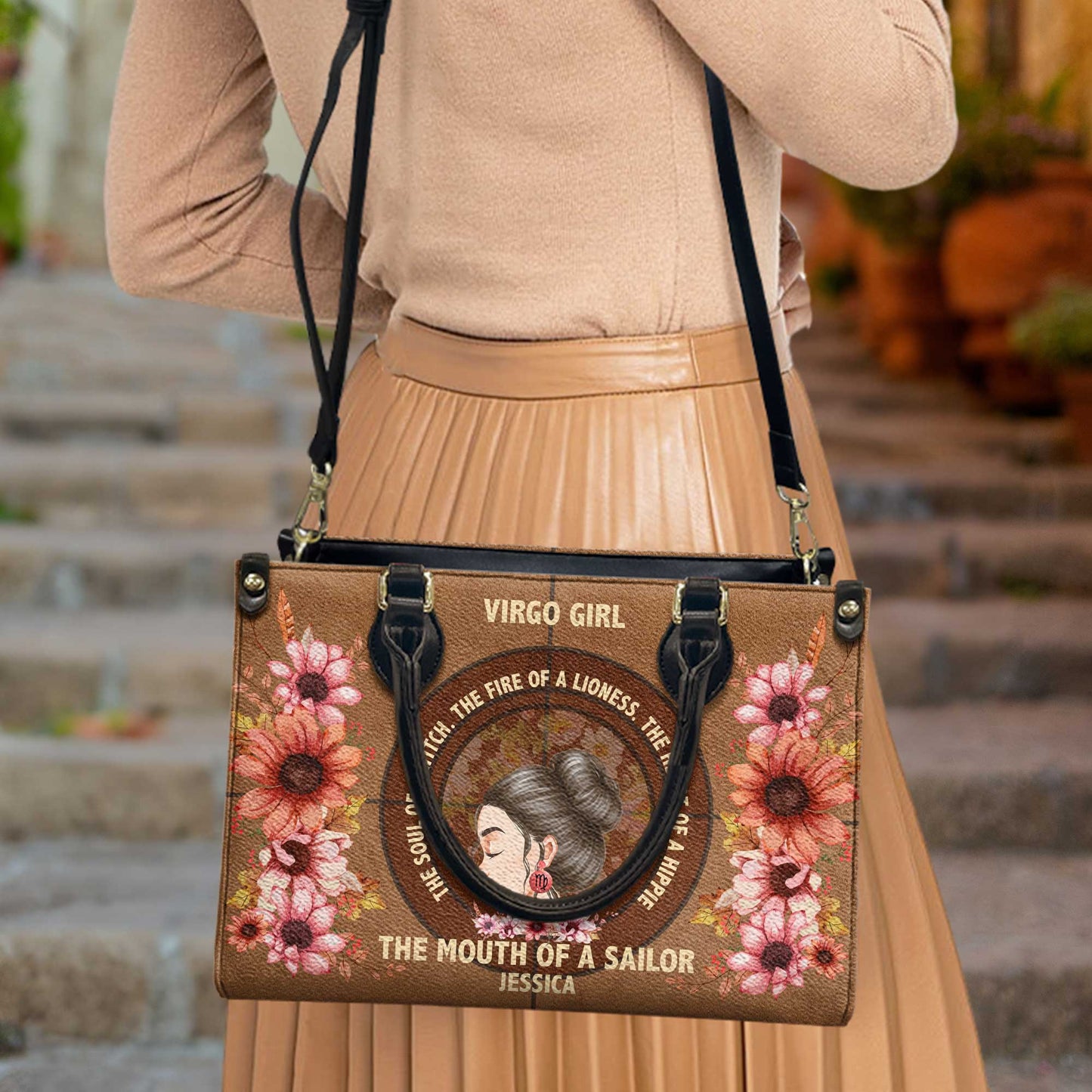 Zodiac Girl, The Soul Of A Witch - Personalized Leather Bag