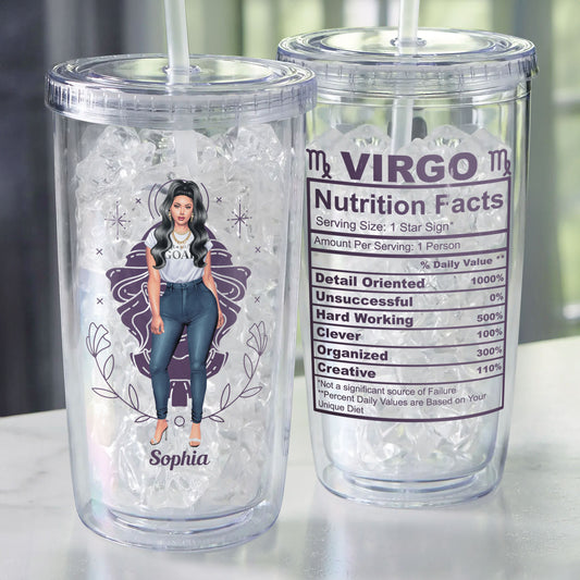 Zodiac Nutrition Facts - Personalized Acrylic Tumbler With Straw
