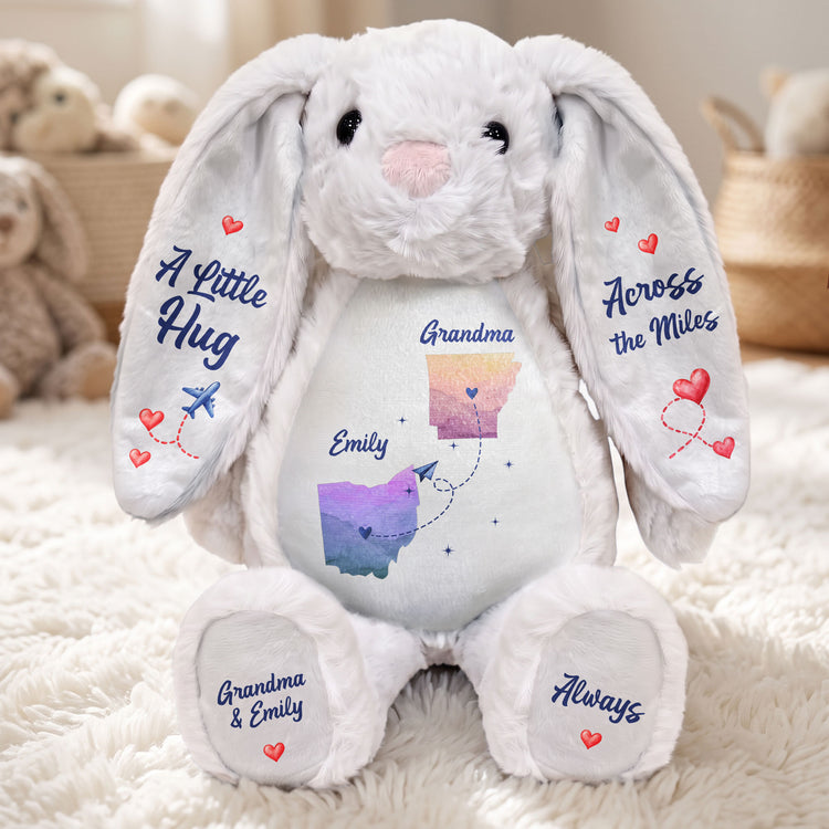 A Hug From A Long Distance Loved One - Personalized Bunny Plush 2