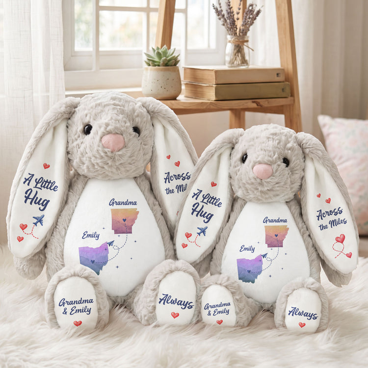 A Hug From A Long Distance Loved One - Personalized Bunny Plush 4