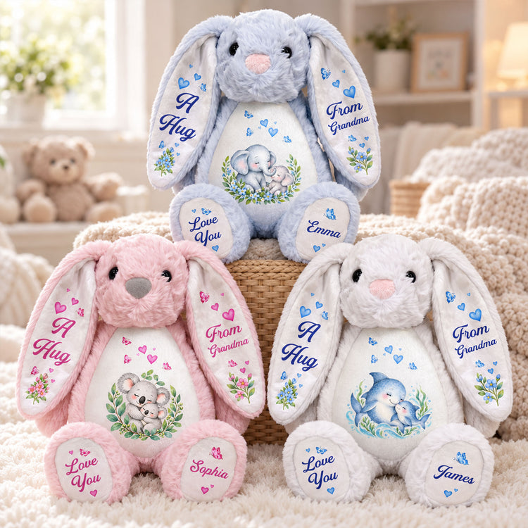 A Hug From Loved One Animals Nursery Gift For Kids - Personalized Bunny Plush 1